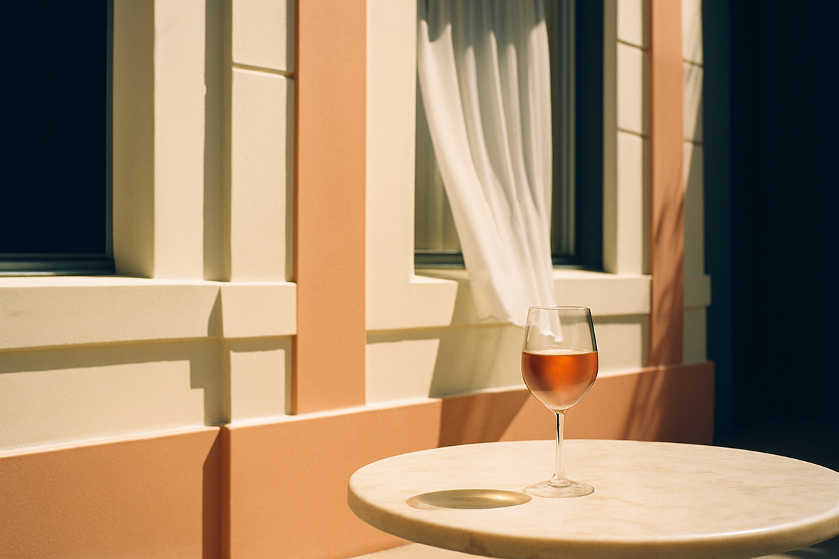 A South Beach art-deco facade in cream and coral