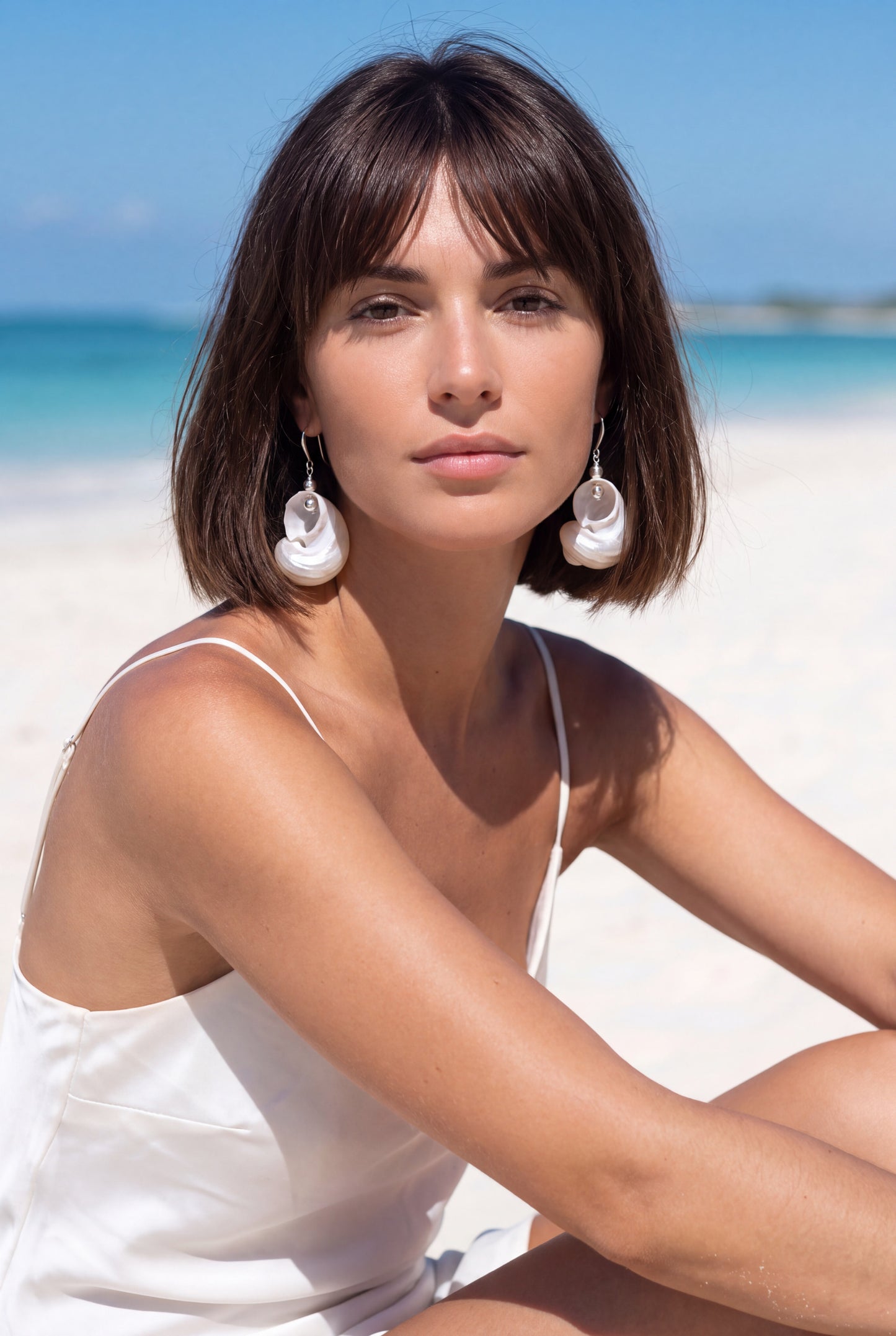 Natural Pearl Turbo Shell Drop Earrings
