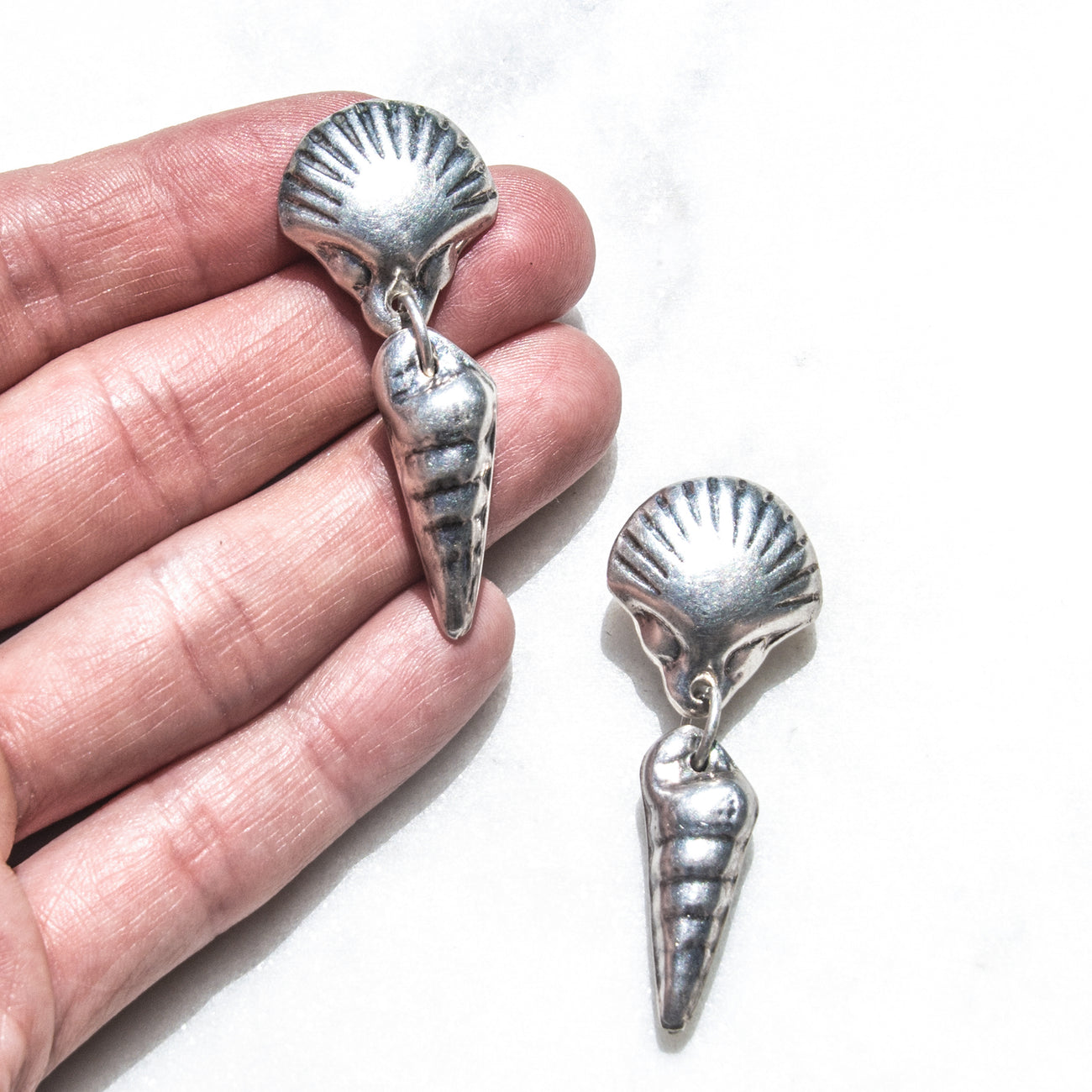 
                      
                        Vintage 925 Silver Double Shell Drop Earrings | Lily Frank Jewelry
                      
                    