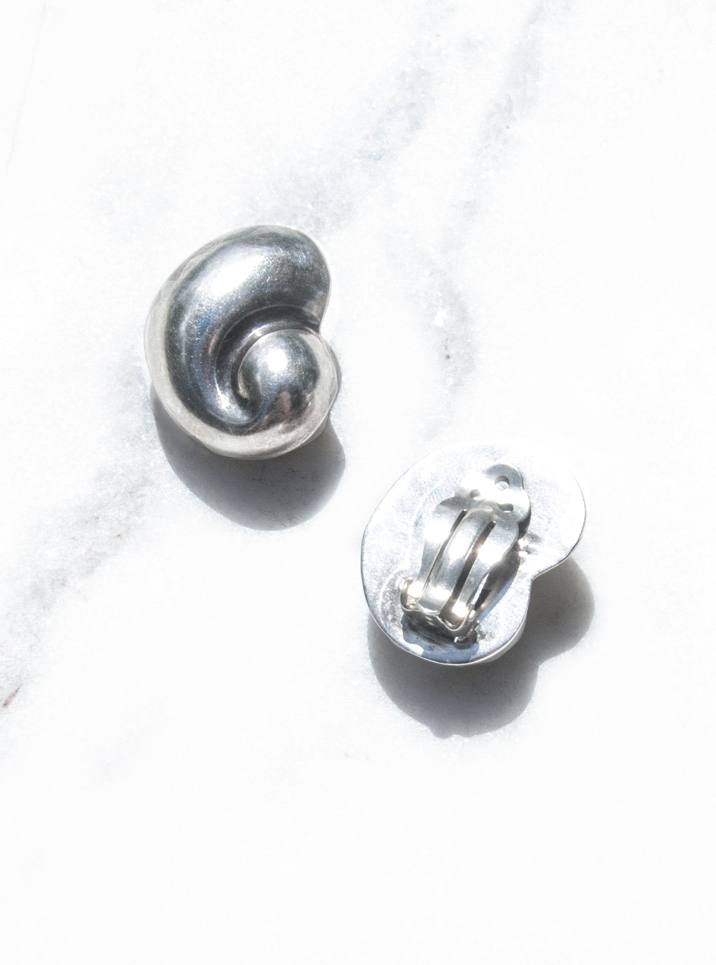 Vintage 925 Silver Modernist Shell Earrings | Lily Frank Jewelry