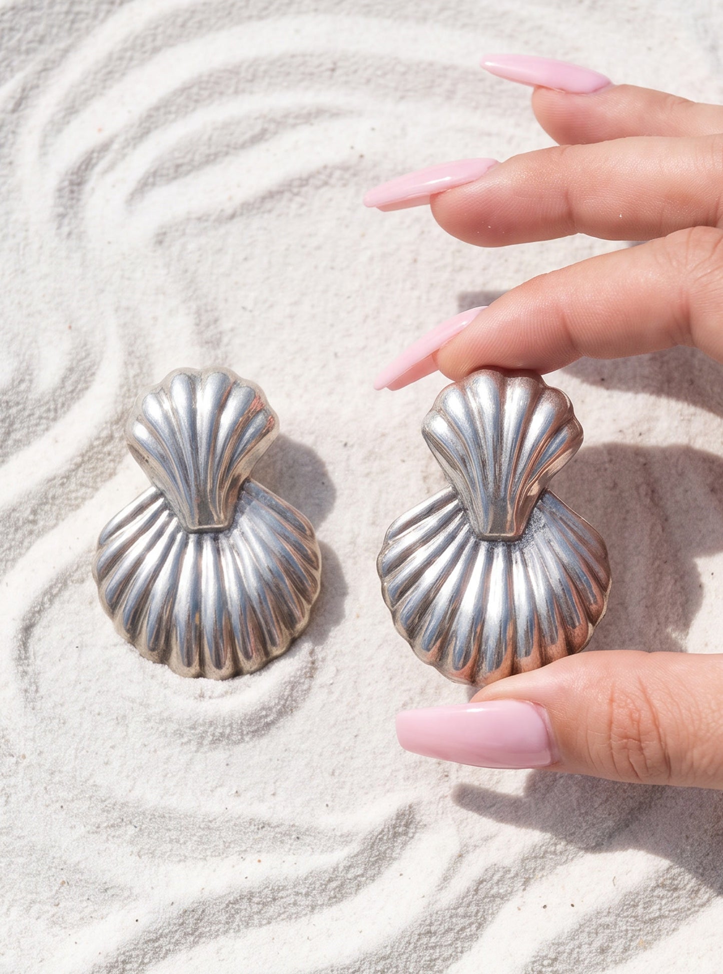 Vintage 925 Silver Sculptural Shell Earrings
