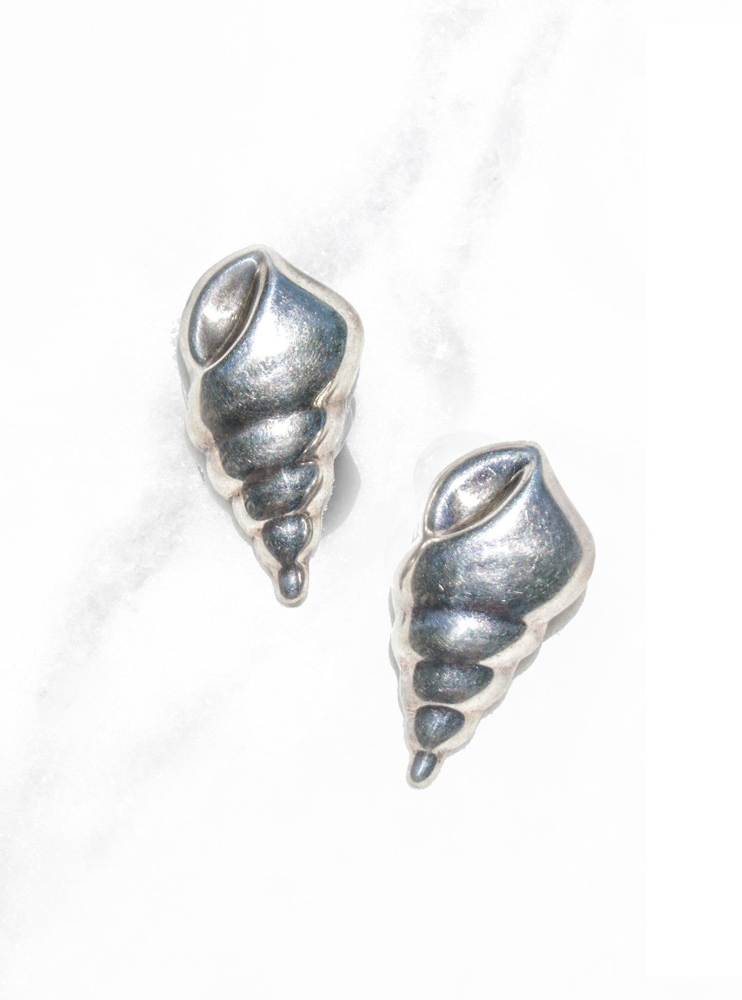 Vintage 925 Silver Trumpet Shell Earrings