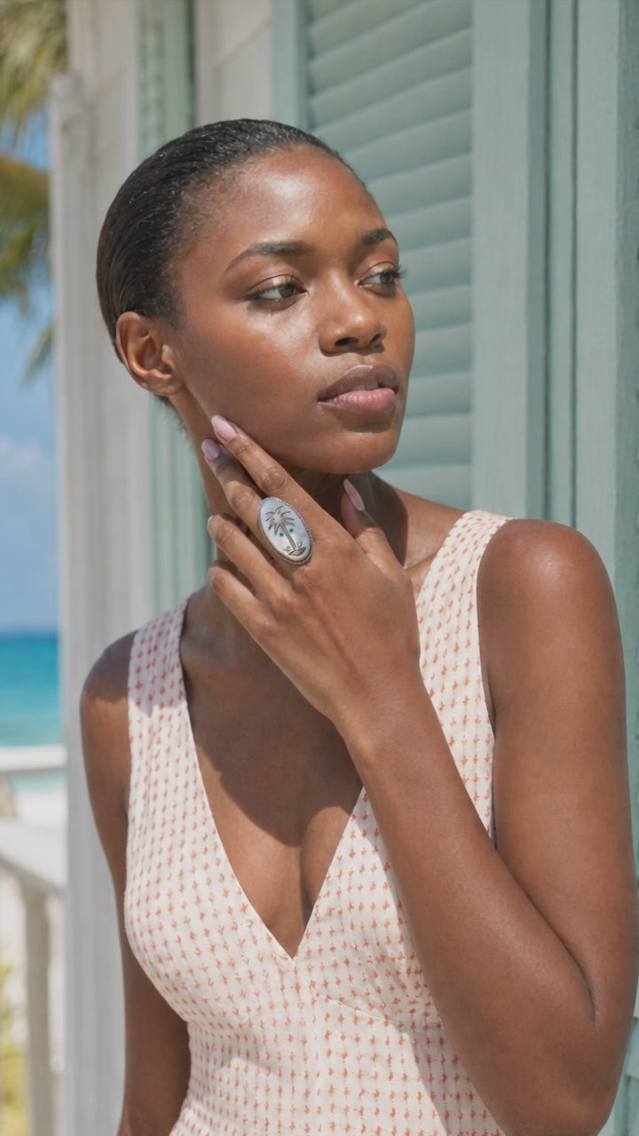 Vintage 925 Silver Palm Tree Ring