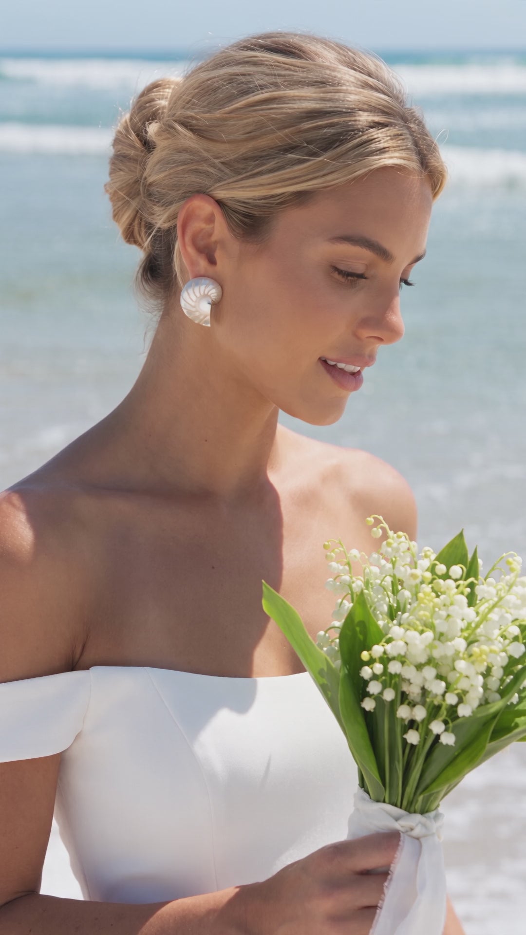 Small Pearl Nautilus Shell Earrings