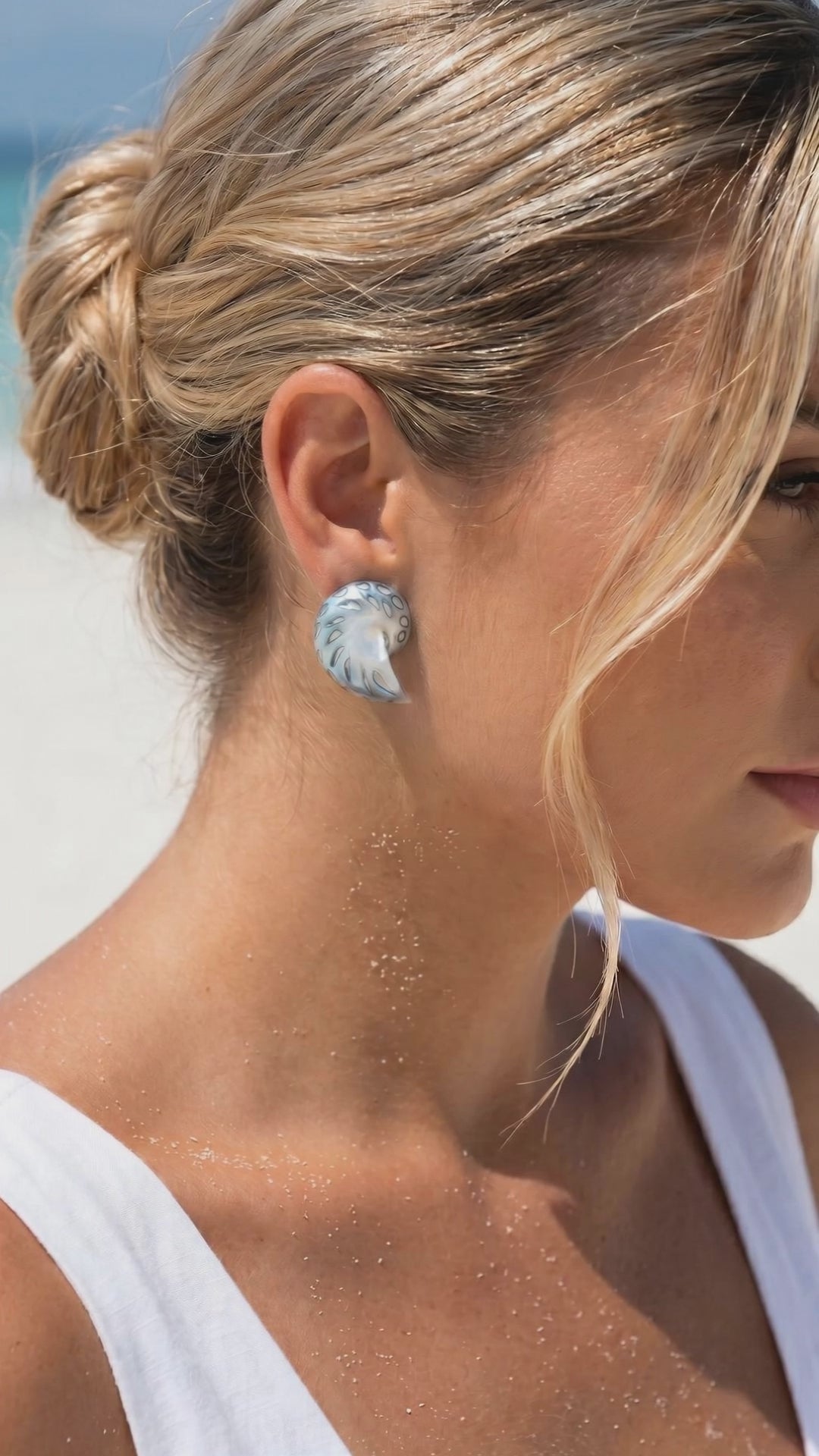 Small Jaguar Nautilus Shell Earrings