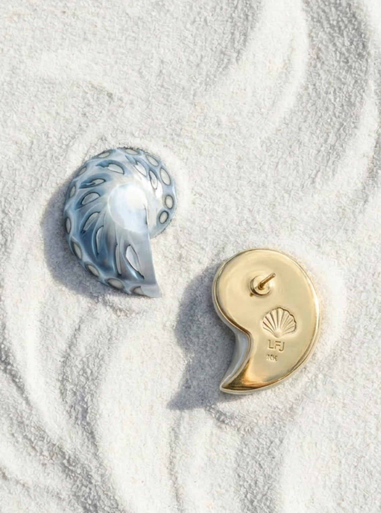 Small Jaguar Nautilus Shell Earrings