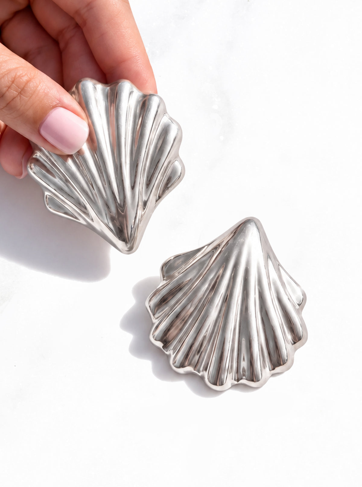 Vintage Large 925 Silver Shell Earrings | Lily Frank Jewelry