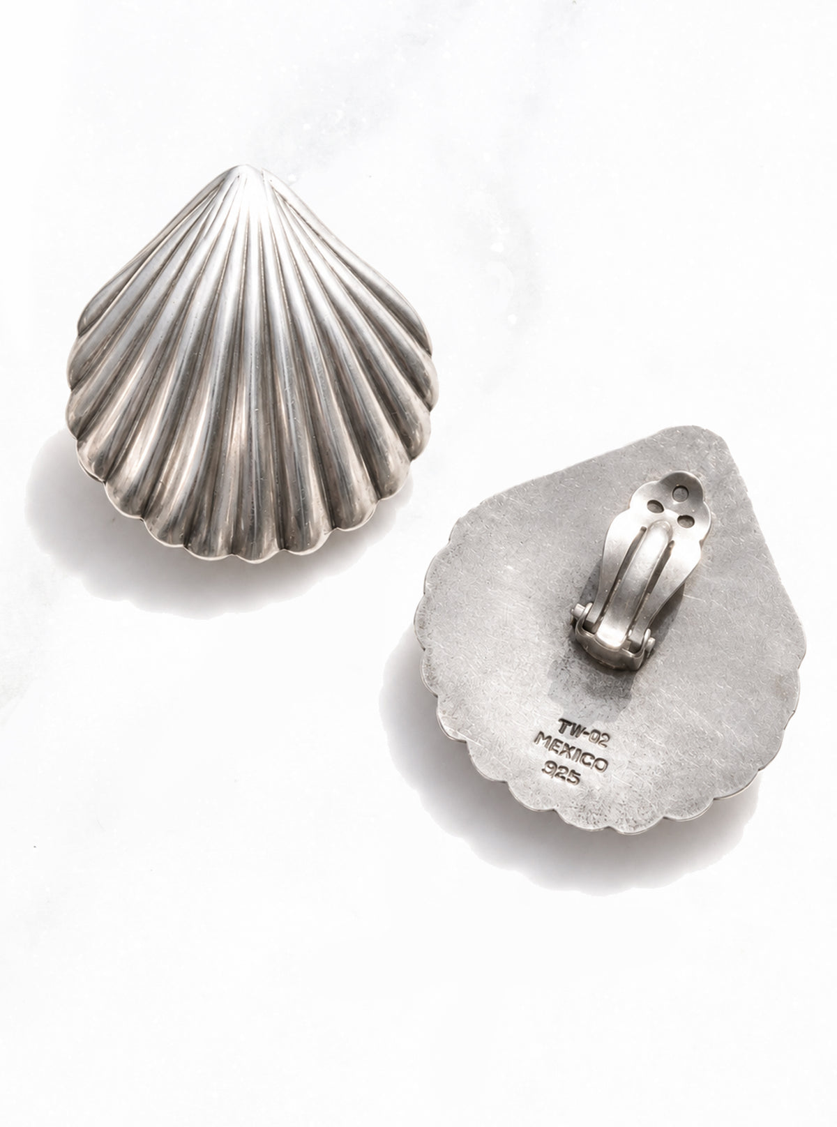 Back view of Vintage Oversized 925 Silver Shell Earrings | Lily Frank Jewelry