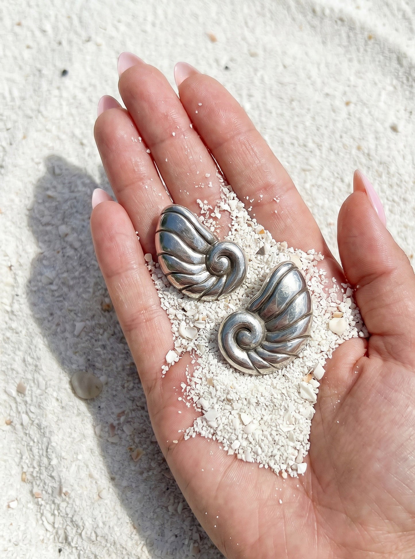 William Spratling Silver Nautilus Shell Earrings